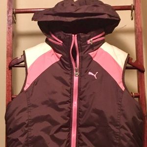 Girls Puma embroidered Puffer Vest with Hood sz Lg